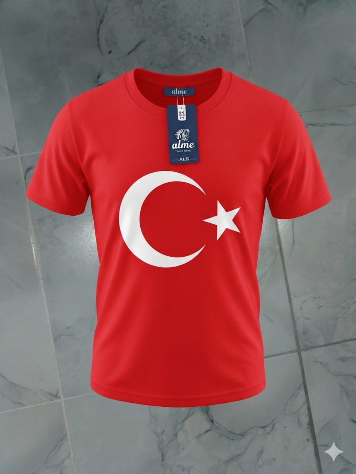 ay yıldızlı kırmızı tişört