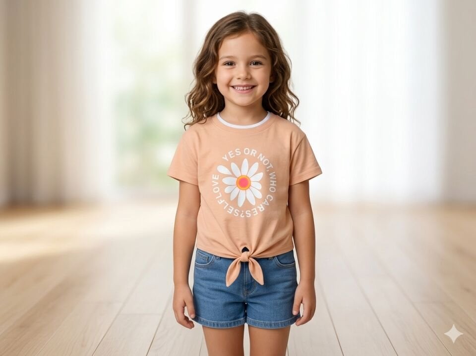Kız Çocuk Önden Bağlamalı Tshirt