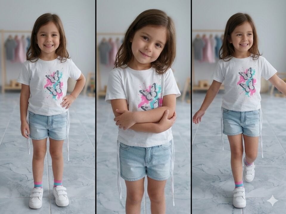 Kelebek Baskılı Büzgülü Tshirt