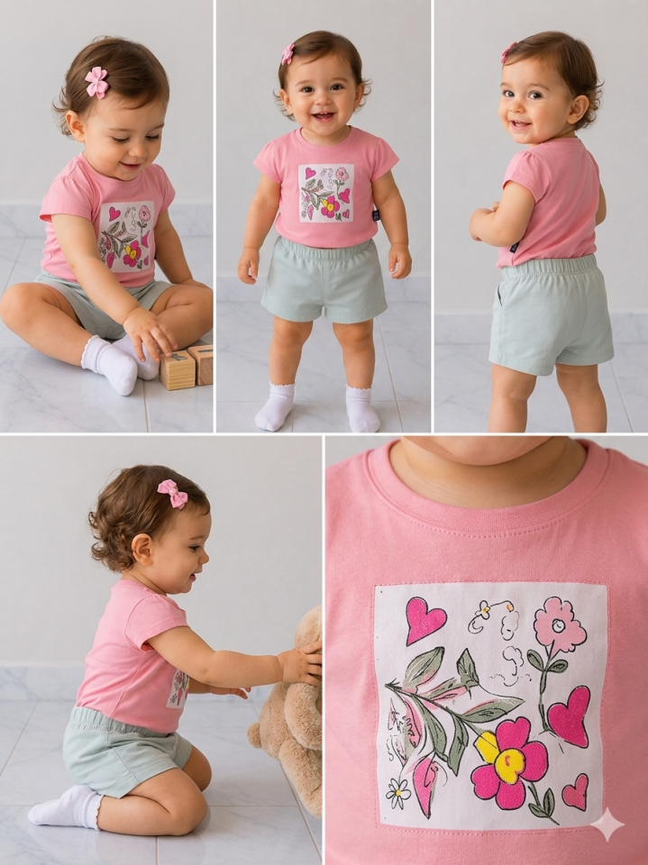Kız Bebek Şortlu Takım