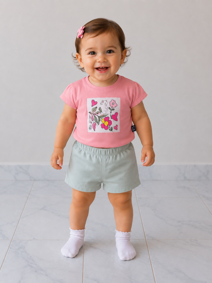 Kız Bebek Şortlu Takım